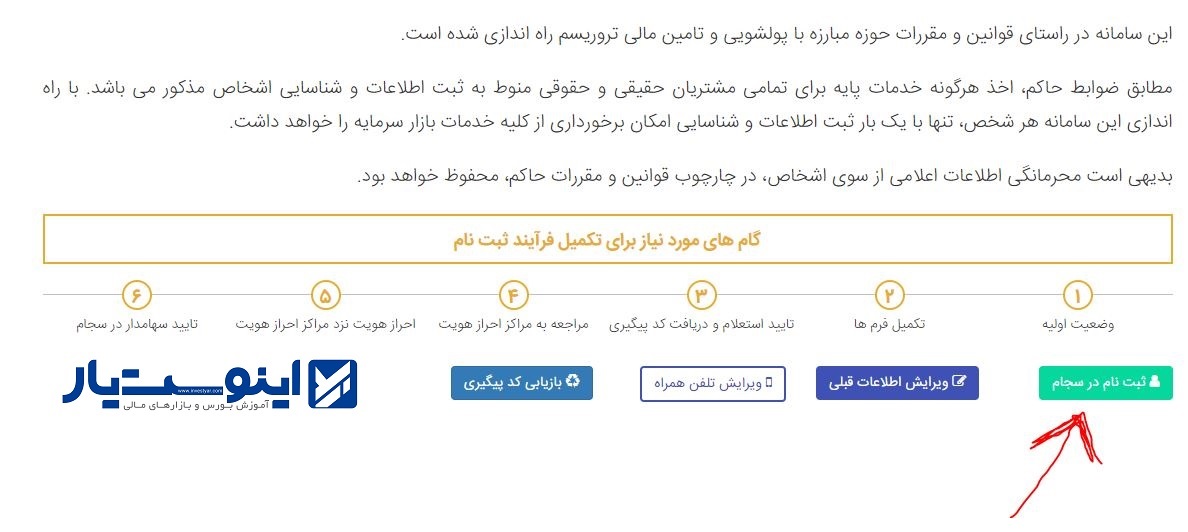 ثبت نام در سجام